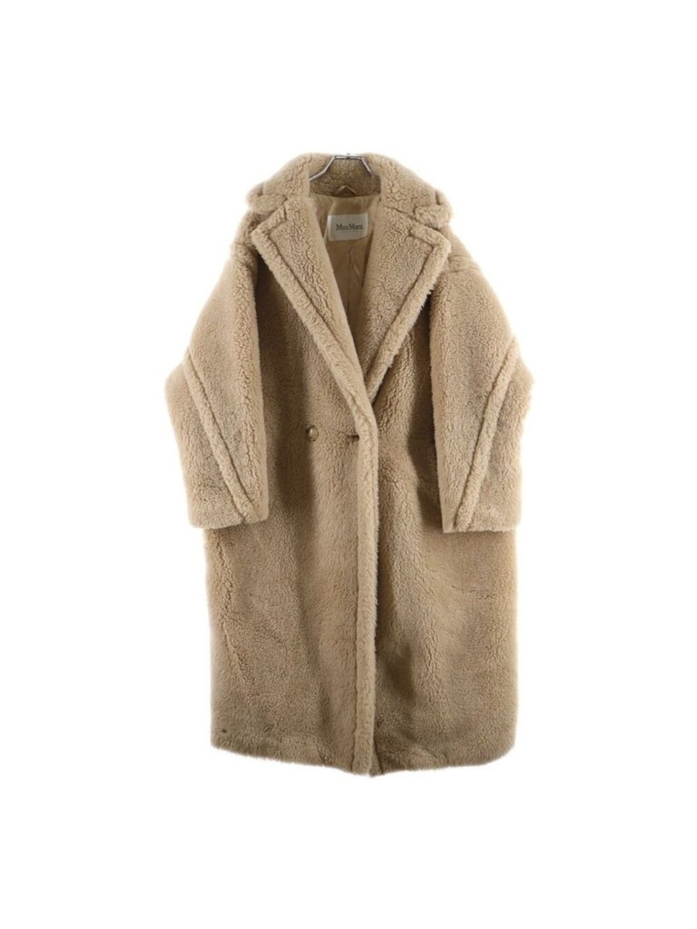 Max Mara Teddy Bear Long Coat Alpaca Fleece Beige Wool